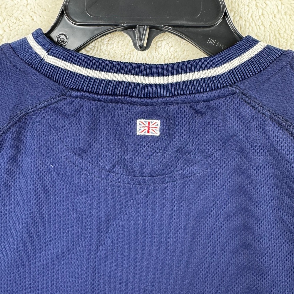 Y2K Reebok Embroidered‎ Union Jack Jersey Pullover Mens XL Blue Striped Collar - Picture 6 of 6